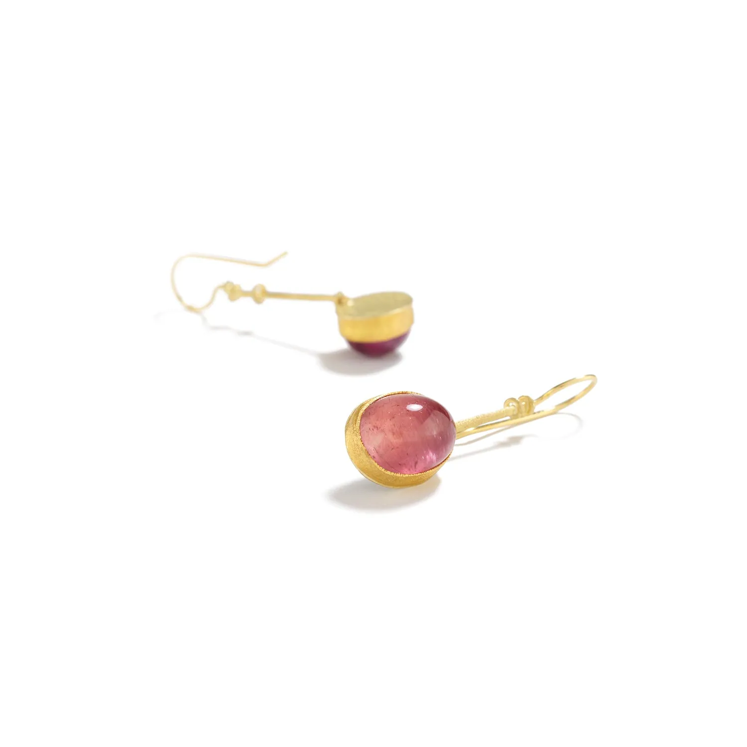 Pink Tourmaline Earrings - Round Wire Design