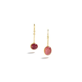 Pink Tourmaline Earrings - Round Wire Design