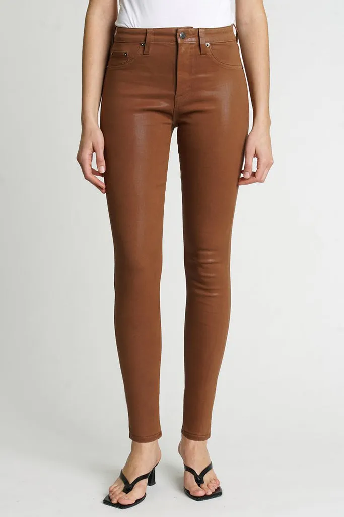 Pistola - Aline High Rise Coated Cognac Skinny Jean - Final Sale