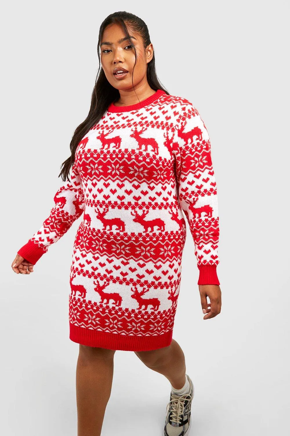 Plus Fairisle Christmas Sweater Dress