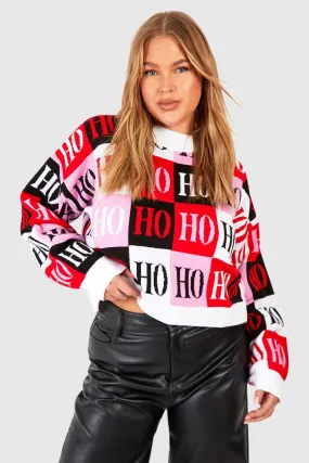 Plus Ho Ho Ho Christmas Cropped Sweater