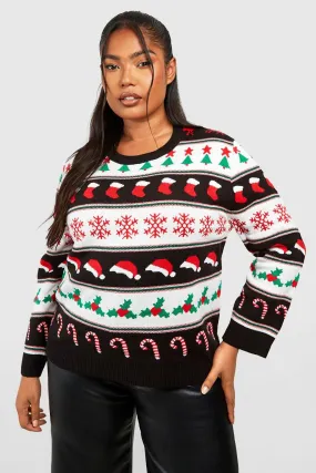 Plus Oversized Mixed Christmas Sweater