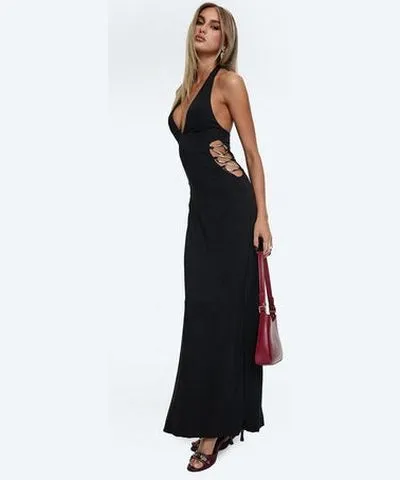 Princess Polly Make A Fortune Hardware Halter Maxi Dress