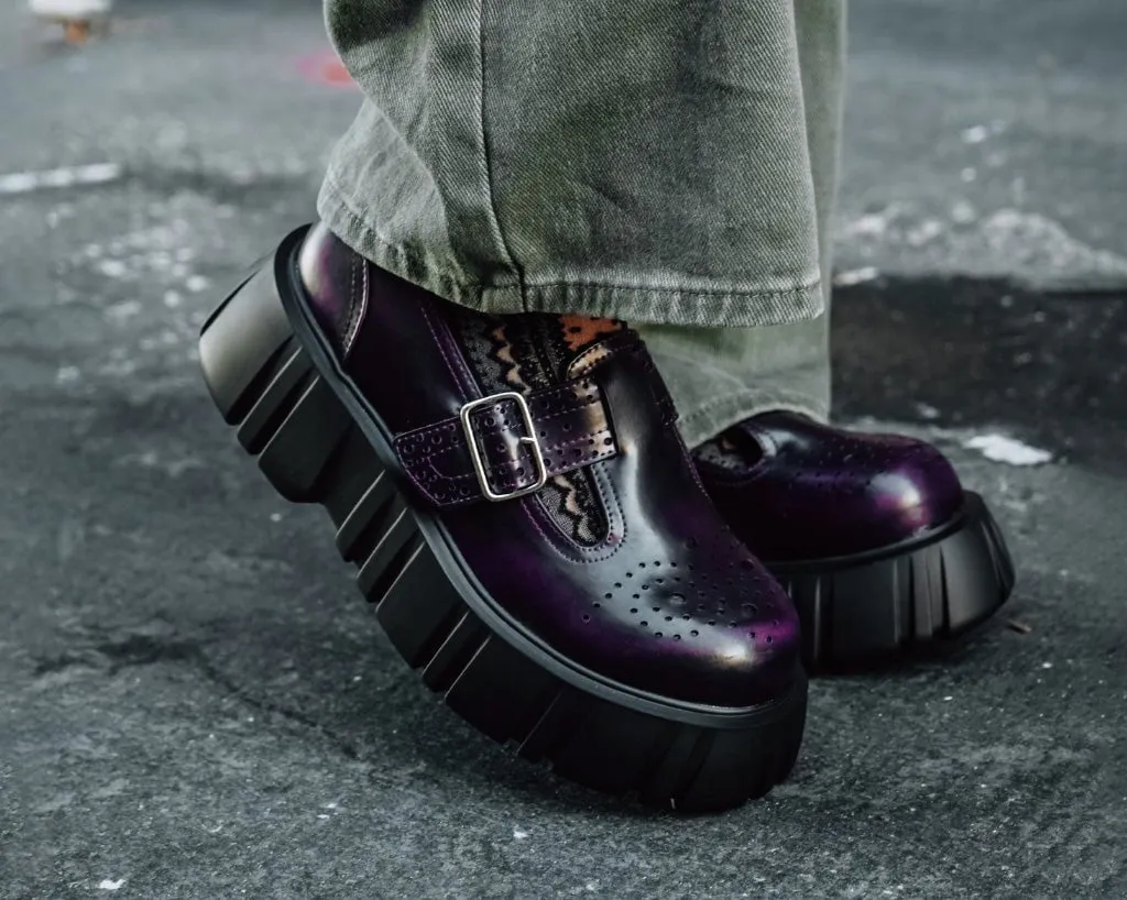 Purple T-Bar Brogue Shoe - Anarchic Airship Design