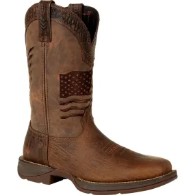 Rebel™ by Durango® Brown Distressed Flag Embroidery Western Boot