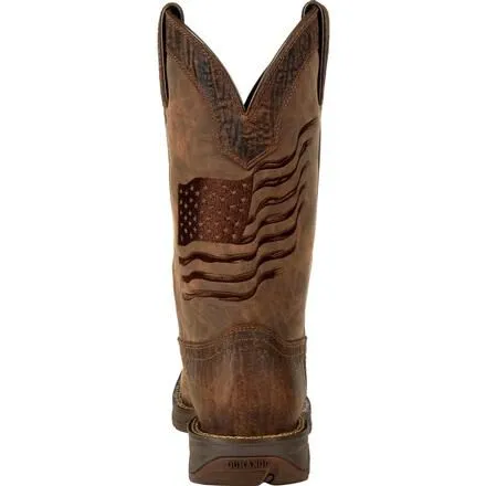 Rebel™ by Durango® Brown Distressed Flag Embroidery Western Boot