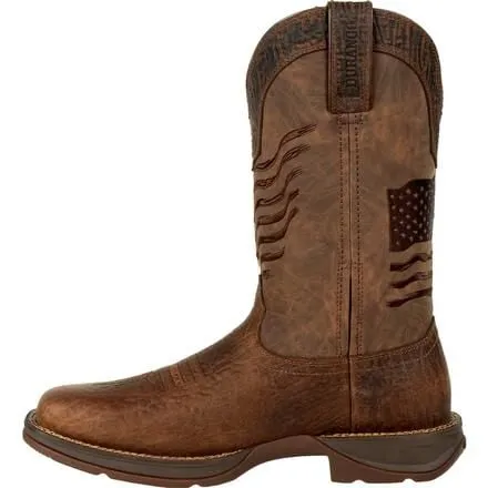 Rebel™ by Durango® Brown Distressed Flag Embroidery Western Boot