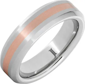 Serinium Beveled Satin Ring with Rose Gold Inlay