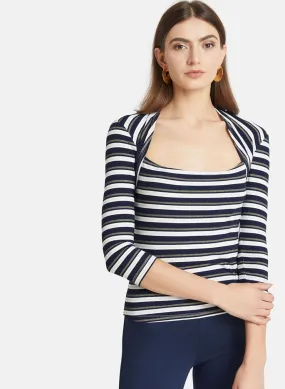 Striped Kitted Lurex Full Sleeves Top