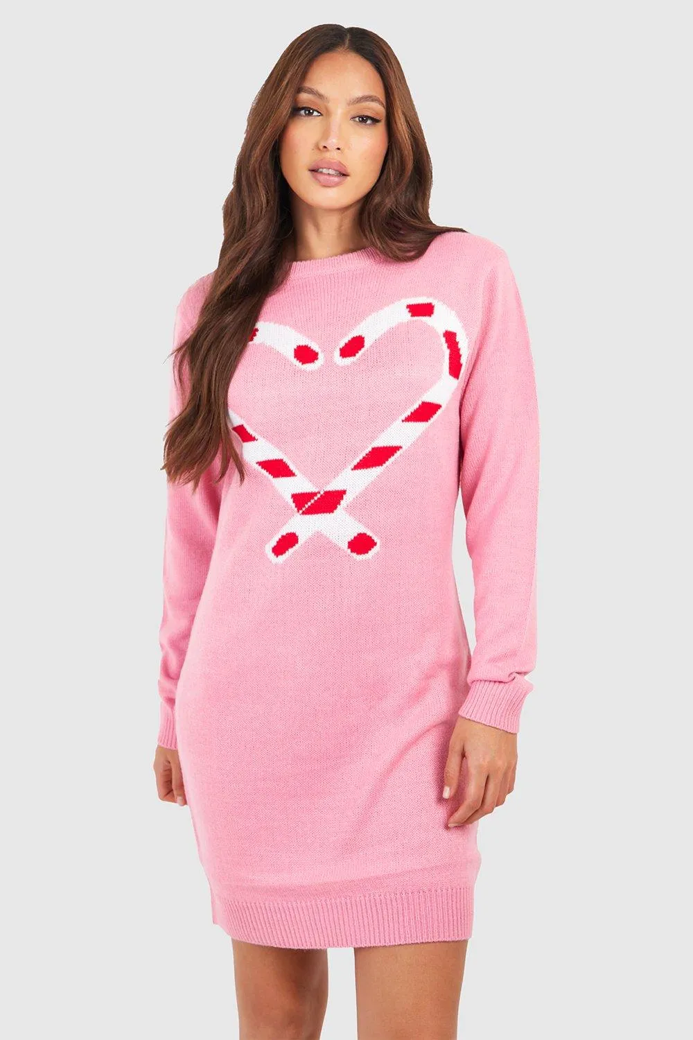 Tall Candy Cane Christmas Sweater Dress