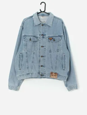 Vintage Avirex distressed denim jacket in light blue – Large