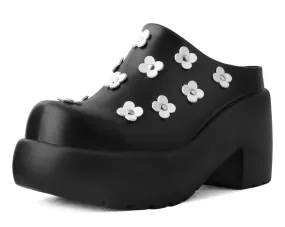 White Bubble Clog - Anarchic, Burnished Black Floral Design