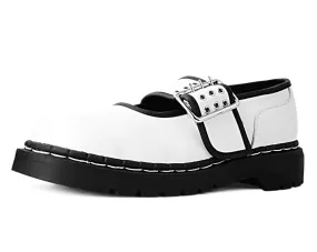 White Chunky Mary Jane Shoes with Black Trim - Shop Now