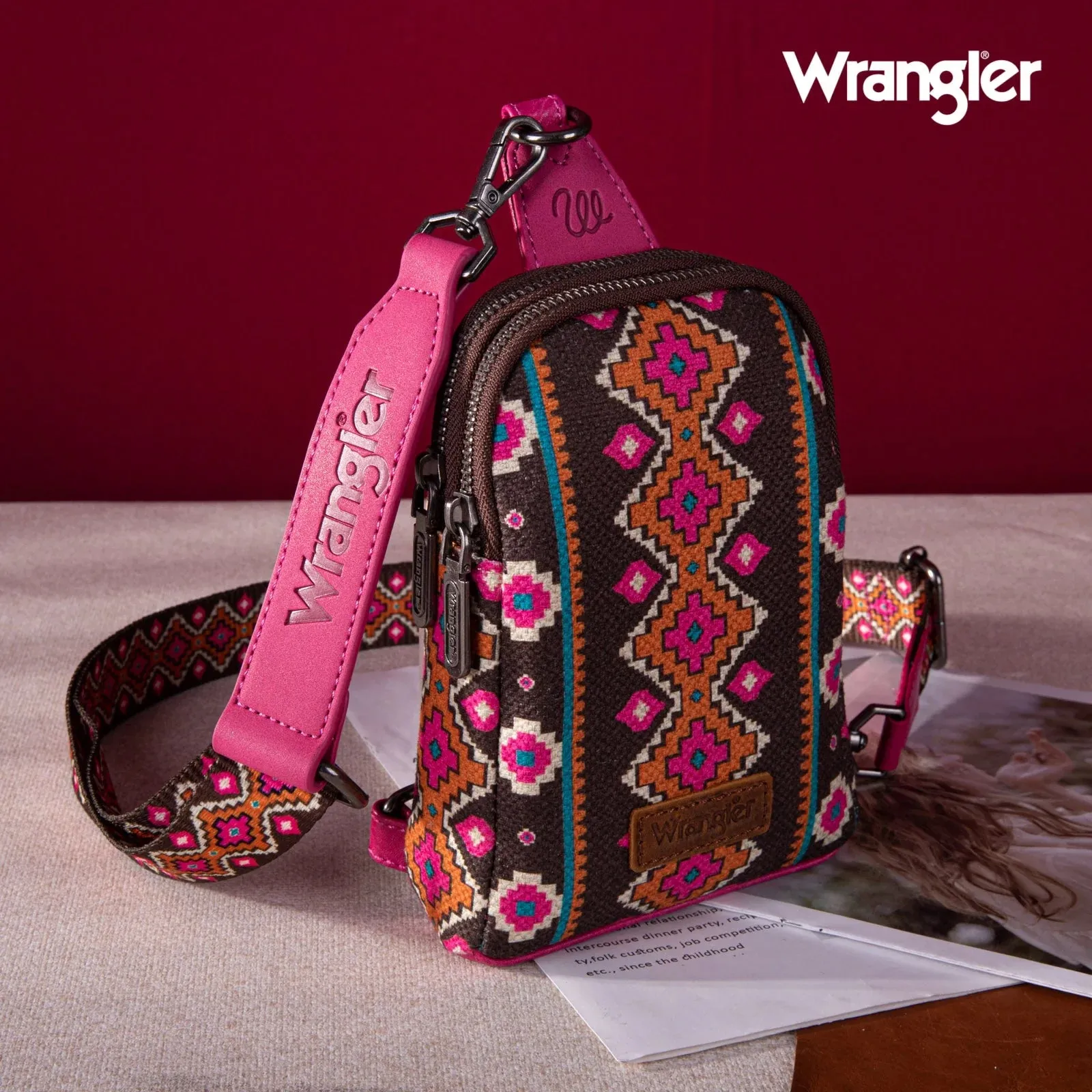 Womens Wrangler Aztec Sling Bag - Trendy and Stylish Fashion Accessory Can Be Worn Crossbody or Over the Shoulder