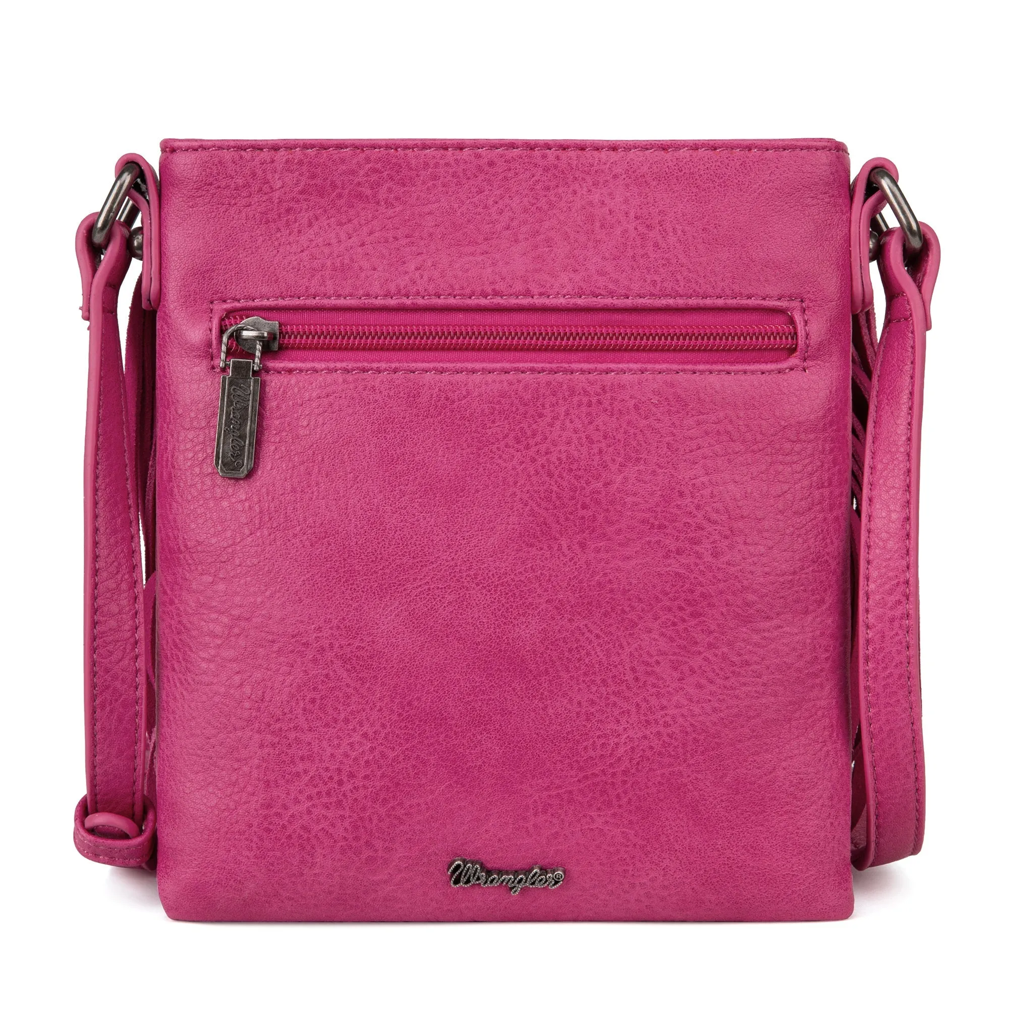 Wrangler Hot Pink Fringe Crossbody with Leather Accents