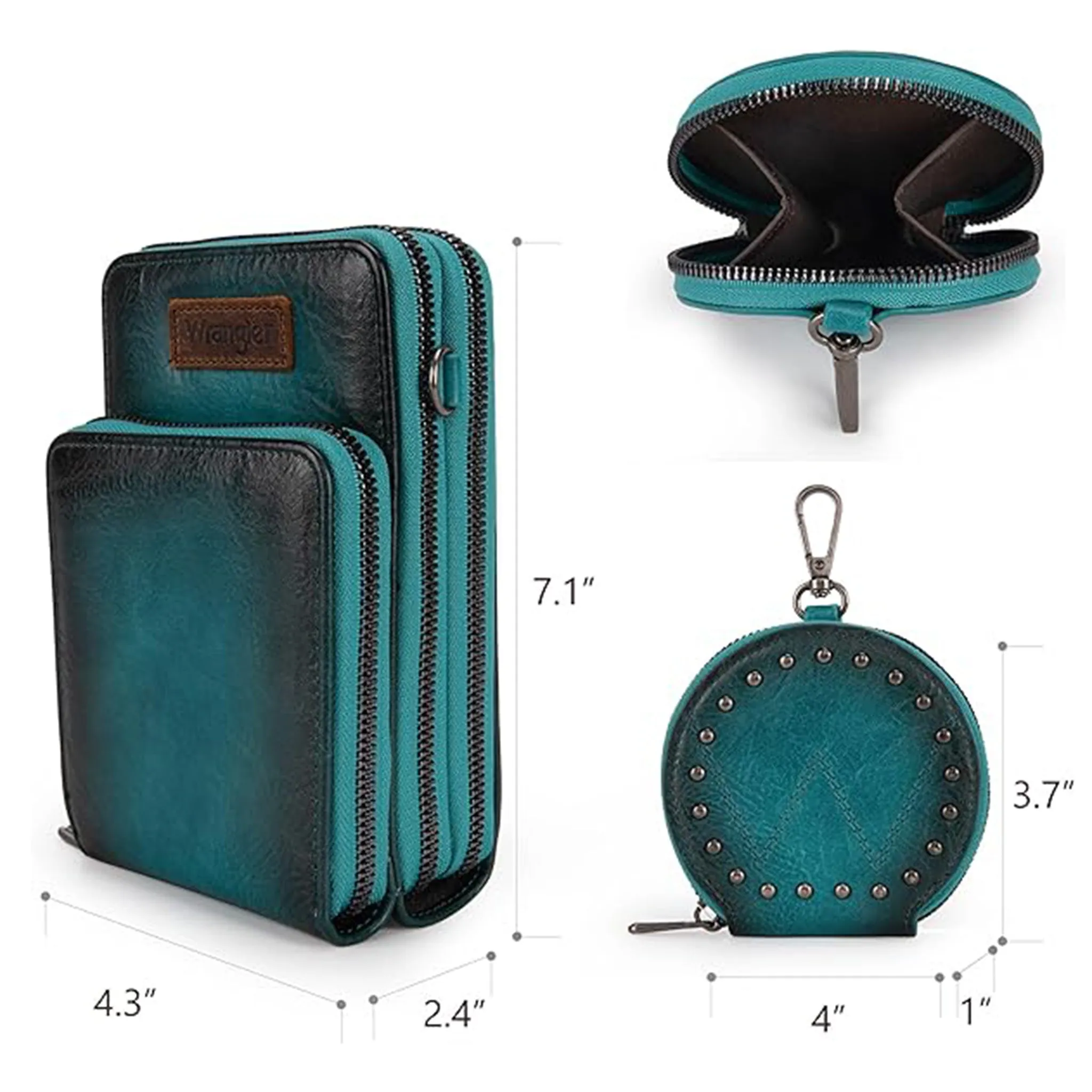 Wrangler Turquoise Crossbody Coin Purse.