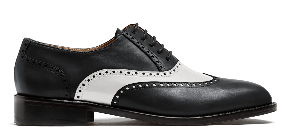  Zapatos Brogue en piel blanco y negro