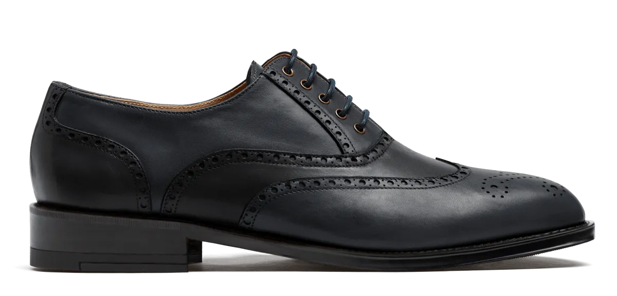  Zapatos Brogue en piel negro y azul