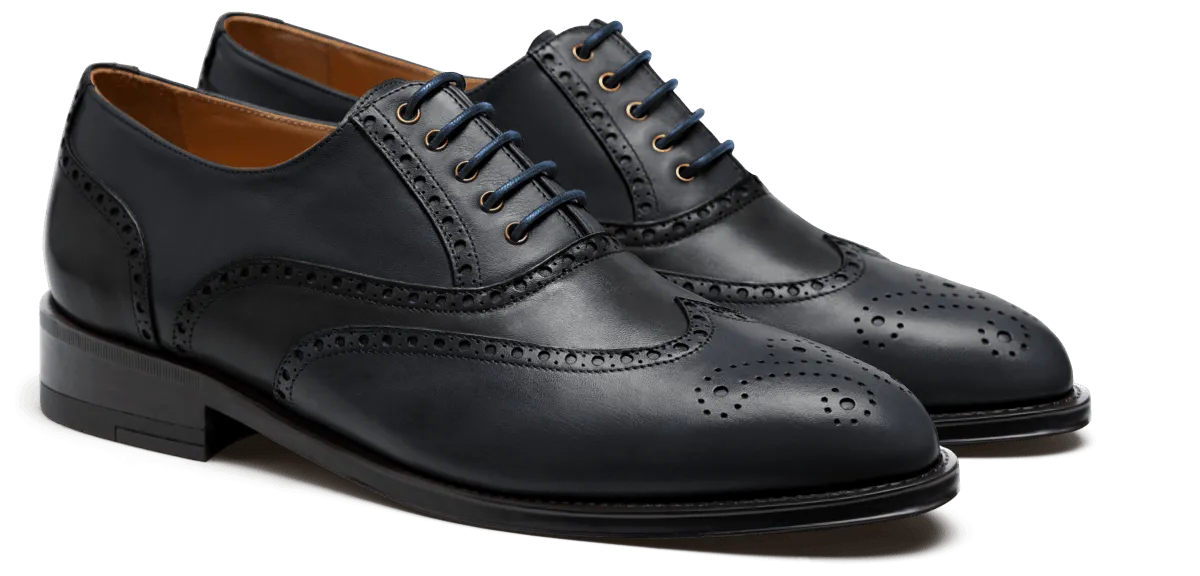  Zapatos Brogue en piel negro y azul