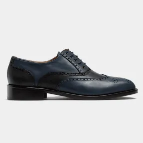  Zapatos Brogue en piel negro y azul