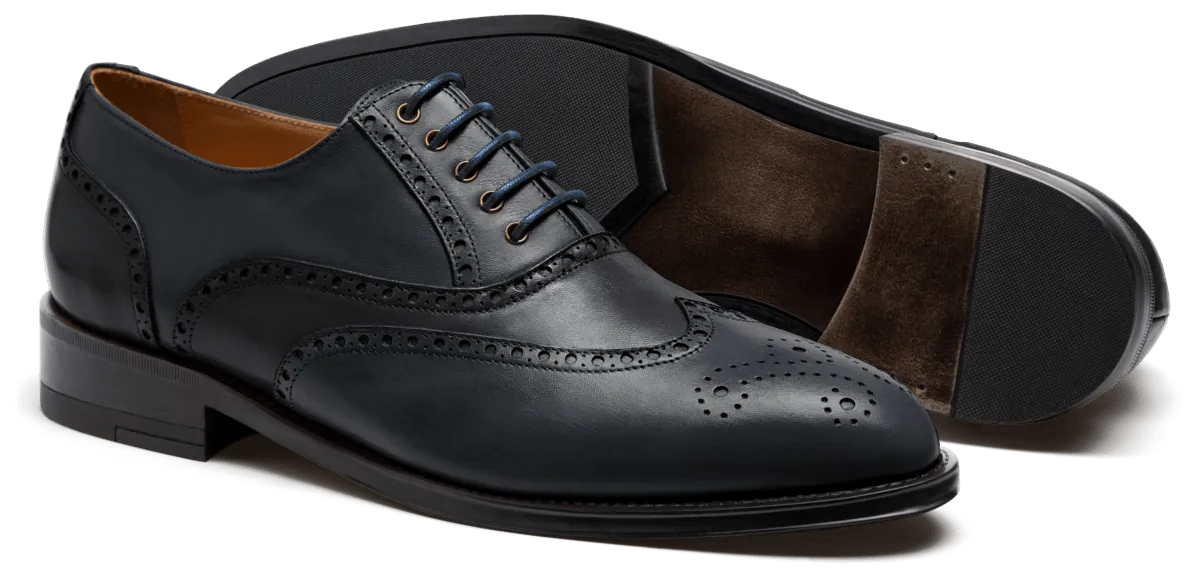  Zapatos Brogue en piel negro y azul