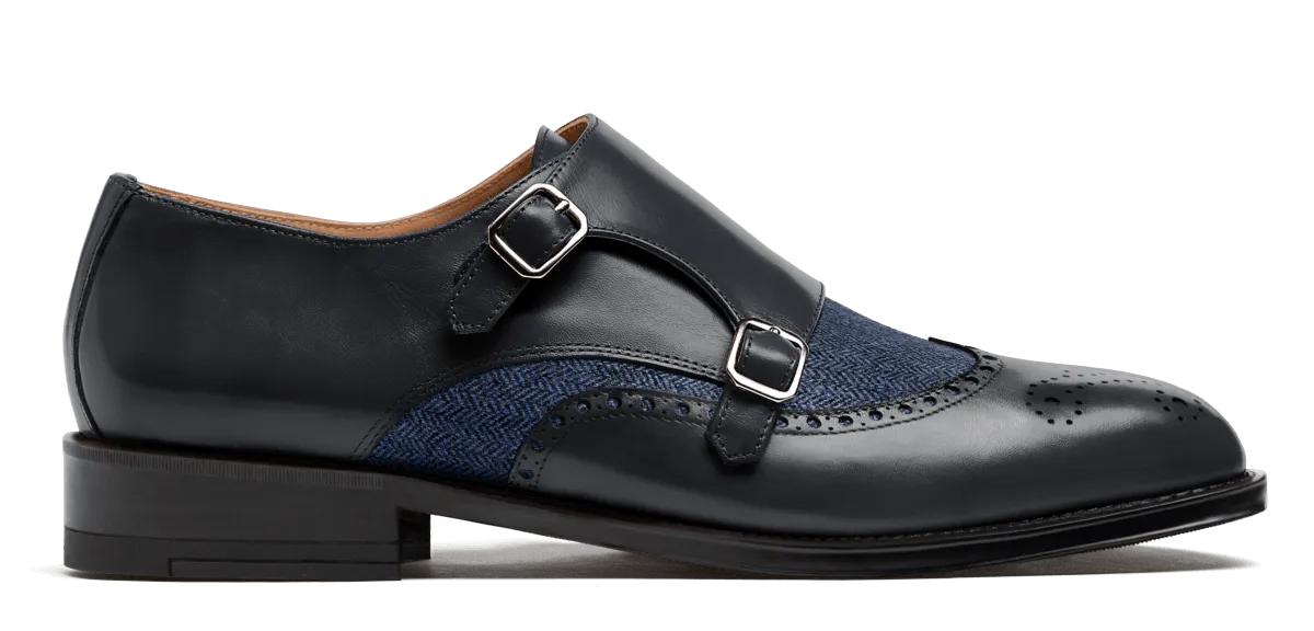  Zapatos Brogue en tweed y piel azul